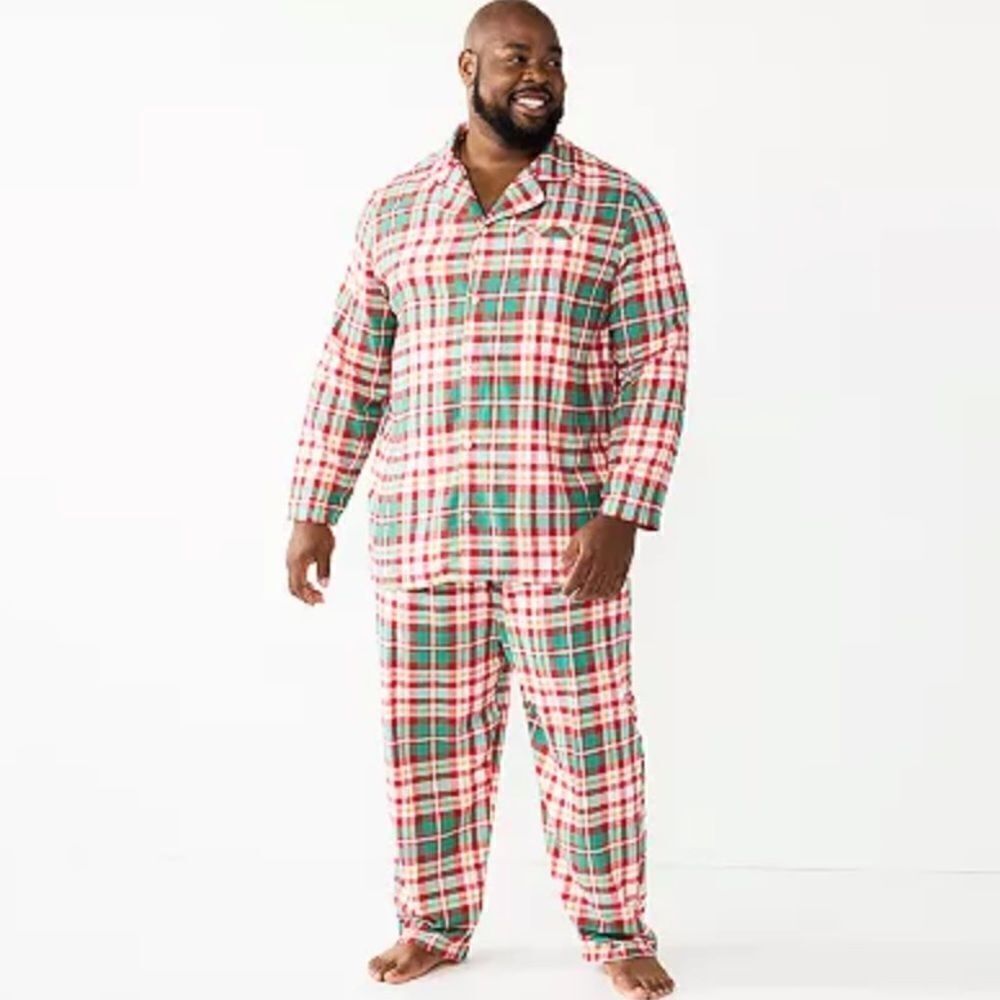 NWT Mens Plaid flannel Holiday Pajamas Sz 2XB